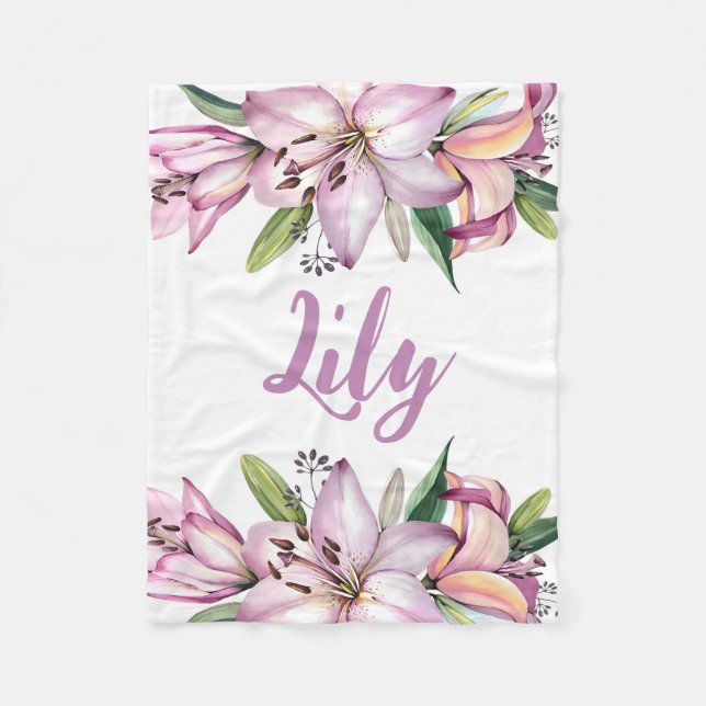 Lily Baby Blanket, Lily Floral, Lily Nursery, Baby (Front)
