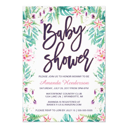 Lily Baby Shower Invitation Fl Zazzle Lily Baby Shower Invitation Fl