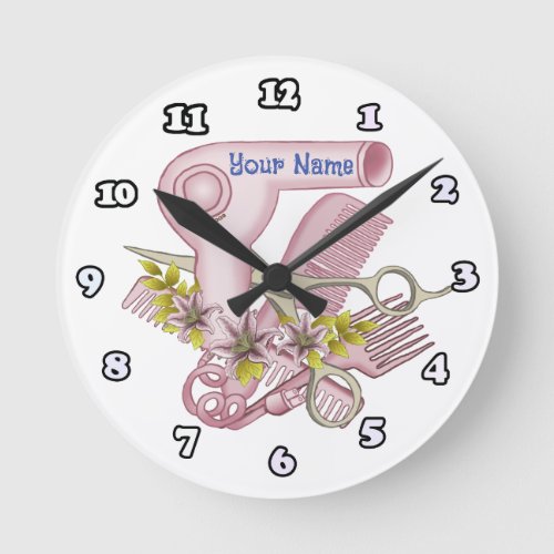 Lily Beautician custom name Round Clock