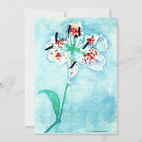 Lily beautiful painting by Piet Mondrian Card