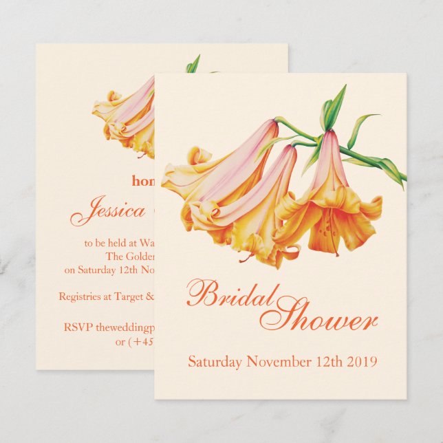 Lily bell fine art bridal shower invites (Front/Back)