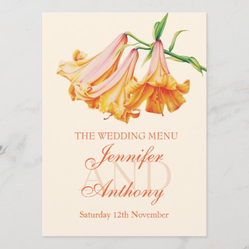 Lily bell fine art wedding dinner menu