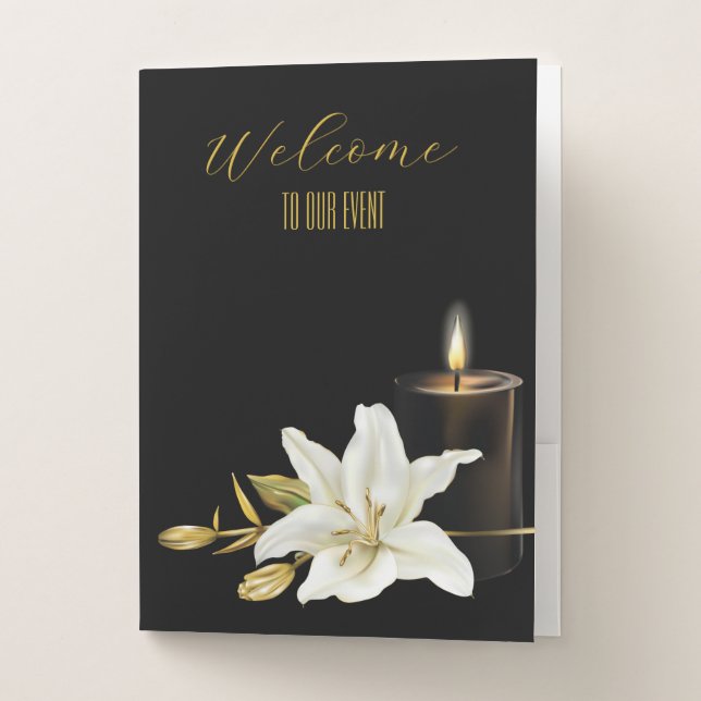 Lily Black Candle Pocket Folder (Front)