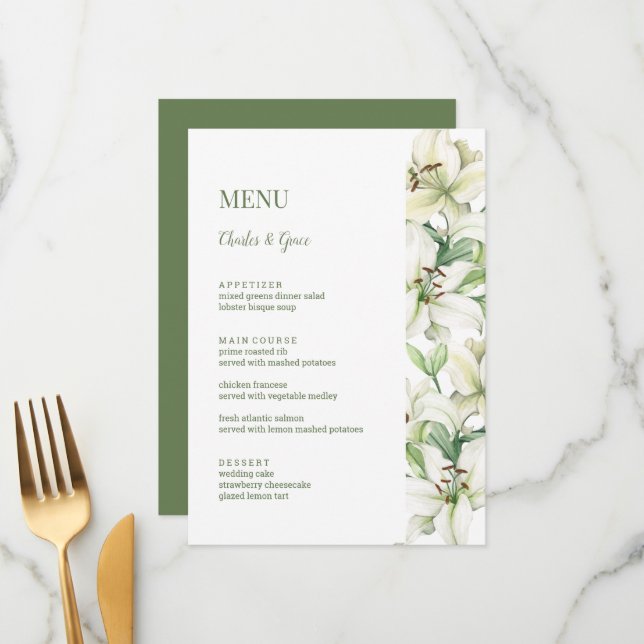 LILY Blossom Elegance Wedding Menu (Front/Back In Situ)