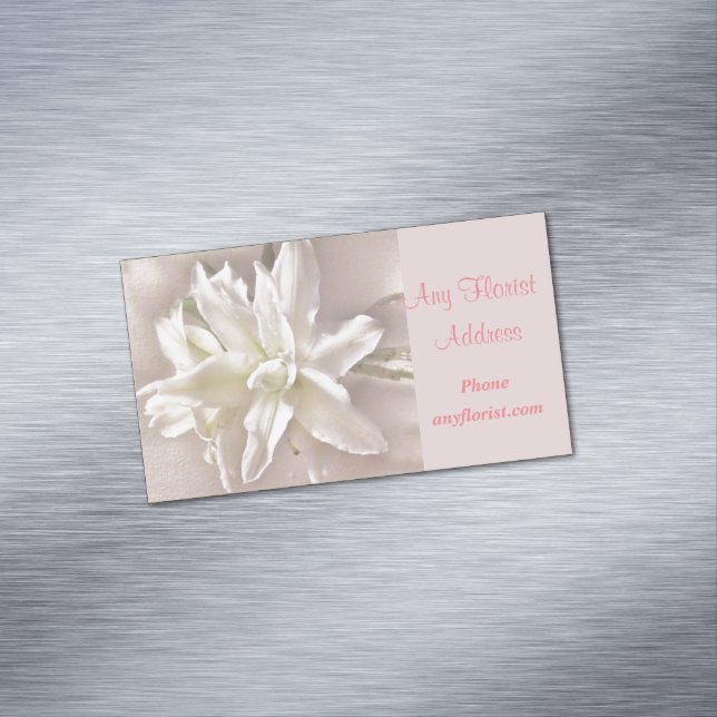 Lily Blossoms Blush Business Card Magnet (In Situ)