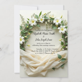 Lily Bridal Wreath Invitation