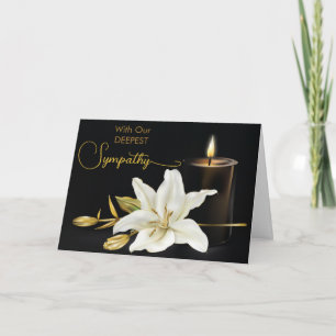 Lily Candle Black Gold Sympathy Card