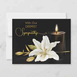 Lily Candle Black Gold Sympathy Note Card