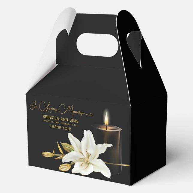 Lily Candle Funeral Favor Boxes (Front)