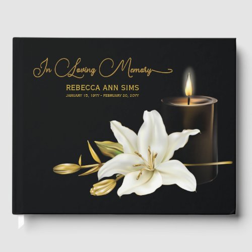 Lily Candle Funeral Guest Book