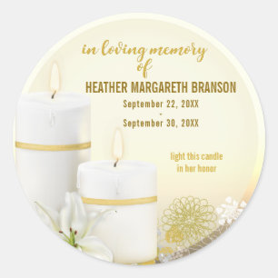 Lily Candle Funeral Memorial Classic Round Sticker