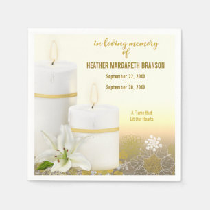 Lily Candle Funeral Memorial Napkins