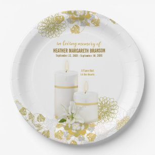 Lily Candle Funeral Memorial Paper Plates