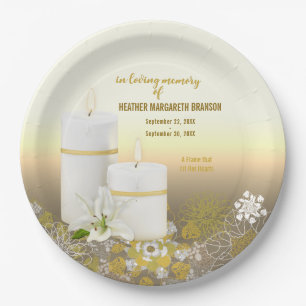 Lily Candle Funeral Memorial Paper Plates
