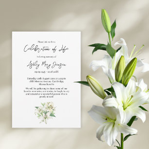 Lily Celebration of Life Funeral Invitation