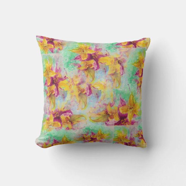 Lily collage throw pillow (Front)