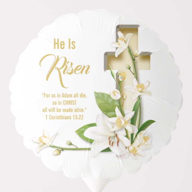 Lily Cross Easter He Is Risen Balloon (Front)