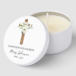 Lily Cross Funeral Mini Candle Favors