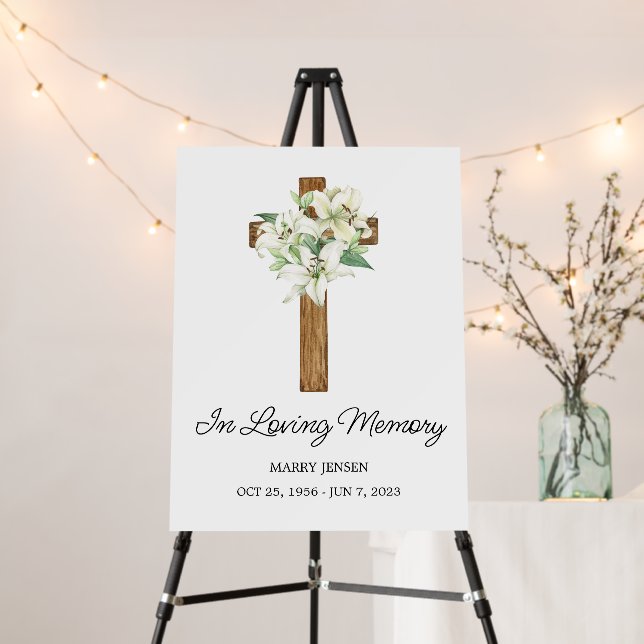 Lily Cross Memorial Funeral Foam Board (In Situ (Stand))