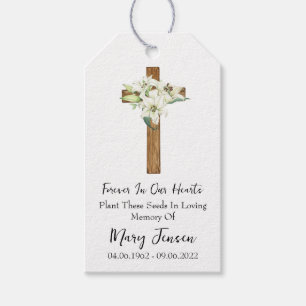 Lily Cross Memorial Funeral Seed Packet Gift Tags