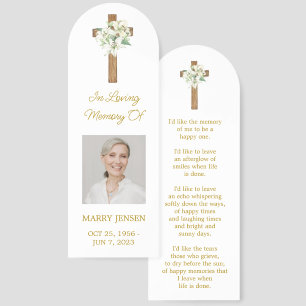 Lily Cross Photo Funeral Memorial Bookmark