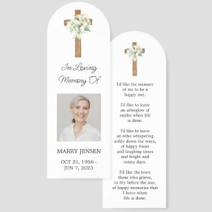 Lily Cross Photo Funeral Memorial Bookmark
