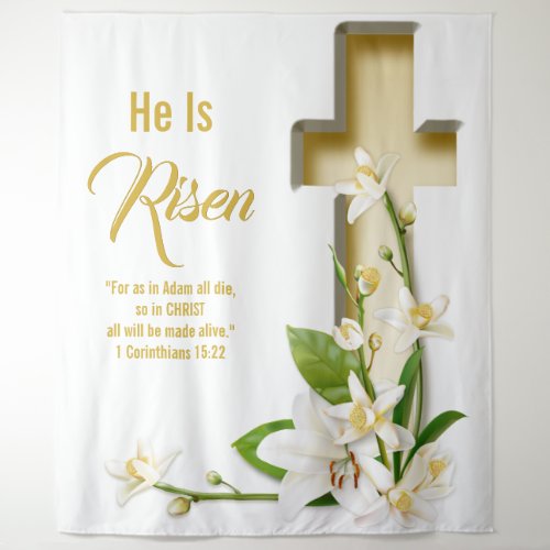 Lily Cross Scripture Easter Church Backdrop