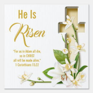 Lily Cross Scripture Easter Sign