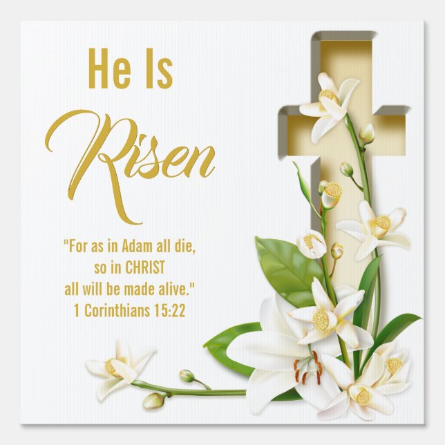Lily Cross Scripture Easter Sign (Front)