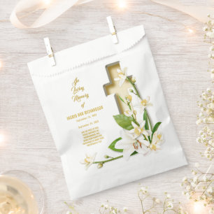 Lily Cross Scripture Memorial Favor Bag