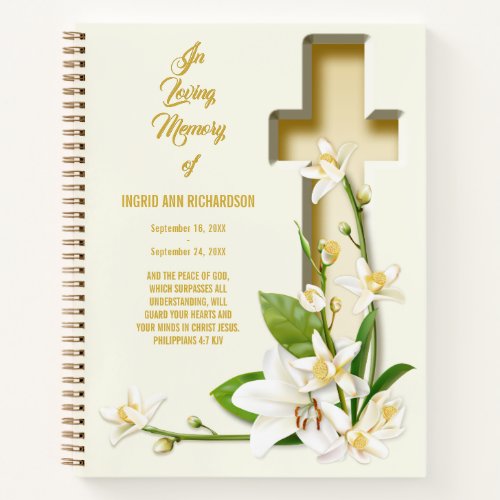 Lily Cross Scripture Memorial Notebook