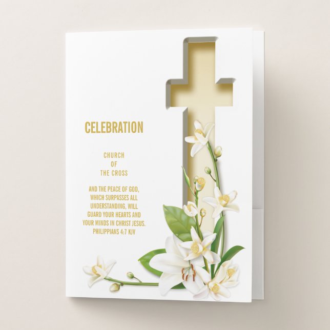 Lily Cross Scripture Pocket Folder (Front)