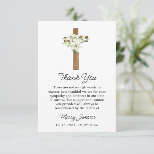 Lily Cross Sympathy Thank You Card