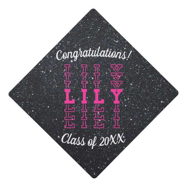 Lily Cute Pink Custom Girl Name Tassel Topper (Front)