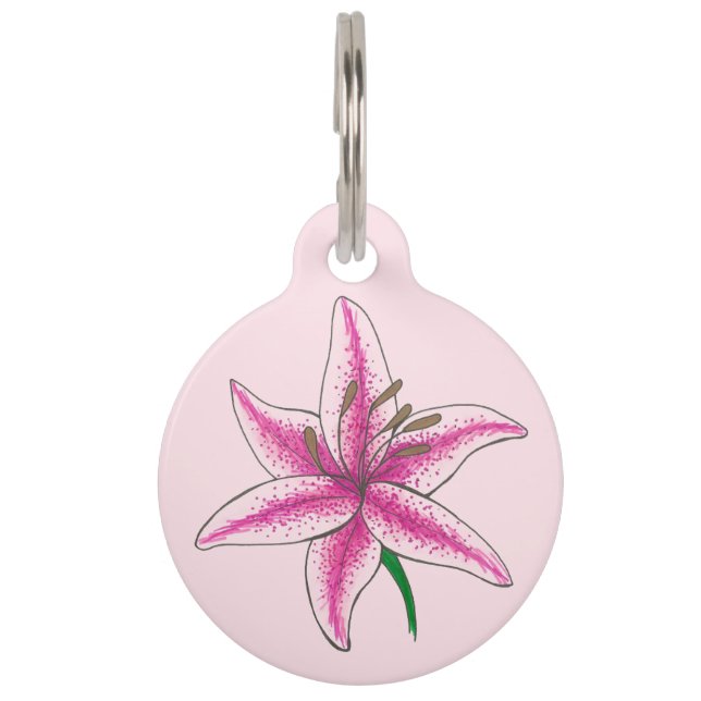 Lily Dog Pink Flower Floral Lilies Lilly Garden Pet Tag (Front)