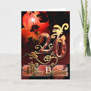 Lily Dream flower Happy 20th Birthday ornate Card
