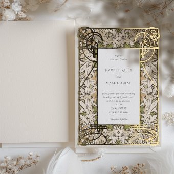 Lily Elegance Bloom Art Nouveau Foil Wedding Foil Invitation Zazzle