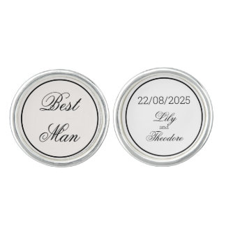 Lily - Elegant Monochrome Groomsman Best Man Cufflinks
