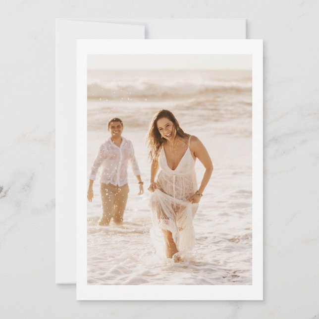 Lily - Elegant Monochrome Save the Date Card with  (Back)