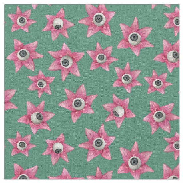 Lily Eyeball Green Fabric (Close Up)