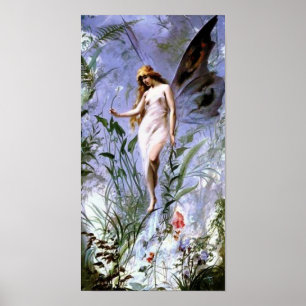 Lily Fairy Vintage Fine Art by Luis Falero Print