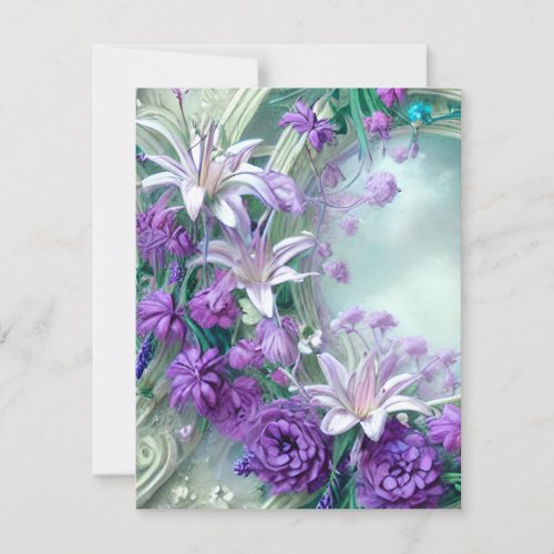 Lily Filigree Heart Decoration Lavender Teal Plann Holiday Card