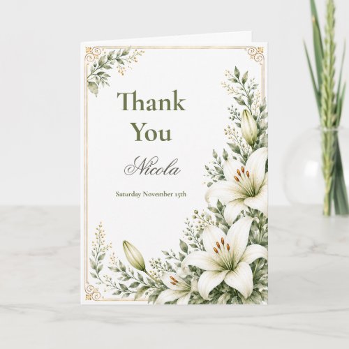 Lily First Communion Thank You Card