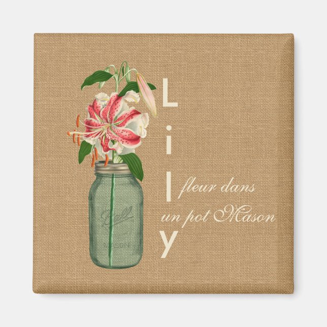 Lily fleur dans un pot Mason Magnet (Front)
