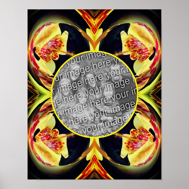 Lily Floral Abstract Frame Create Your Own Photo Poster (Front)