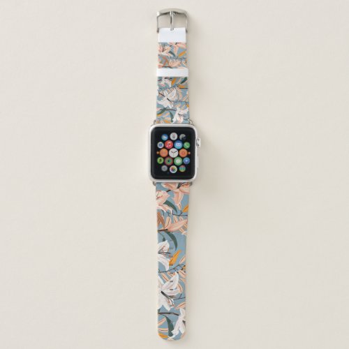 Lily Floral Blue Vintage Print Apple Watch Band