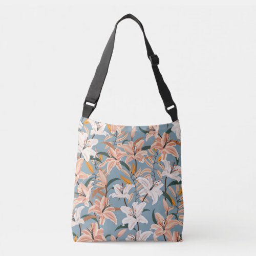 Lily Floral Blue Vintage Print Crossbody Bag