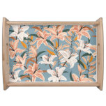 Lily Floral Blue Vintage Print Serving Tray