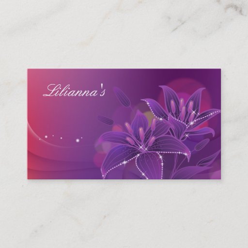 Customizable Lily Floral Fashion Clothing Purple Business Card