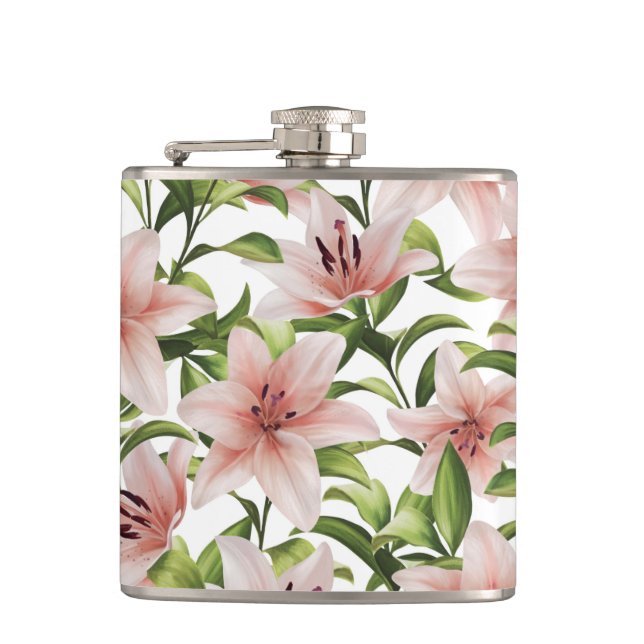 Lily Floral Pattern  Flask (Front)